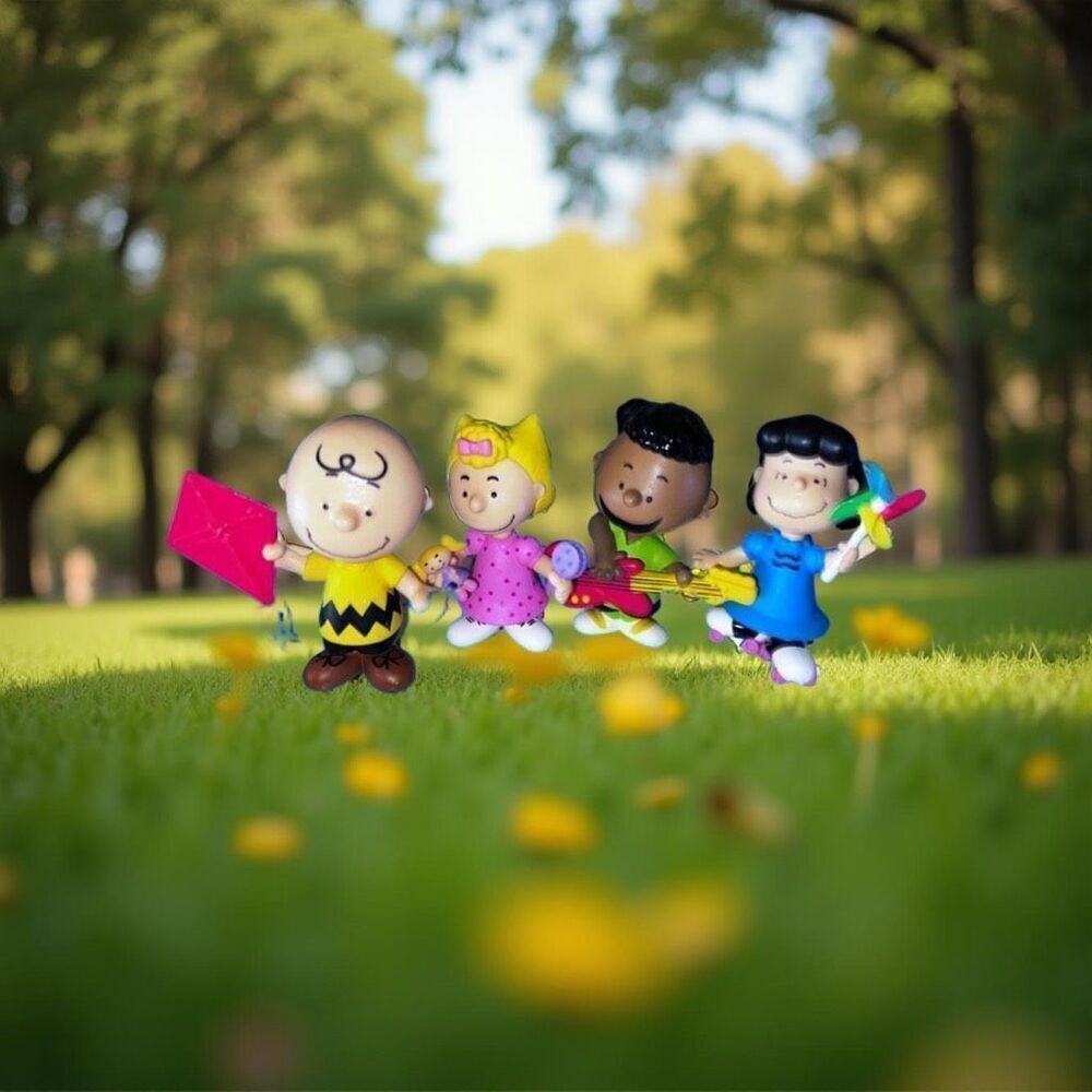 Set of 4 Just Play Peanuts Collector Figures Charlie, Franklin, Lucy & Sally B1